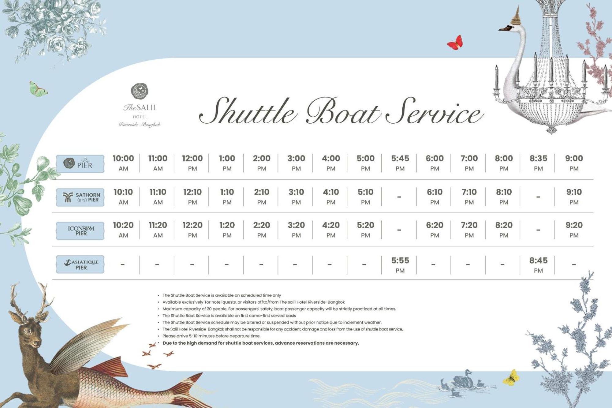 The Salil Hotel Riverside Bangkok Exterior foto Shuttle boat service timetable
